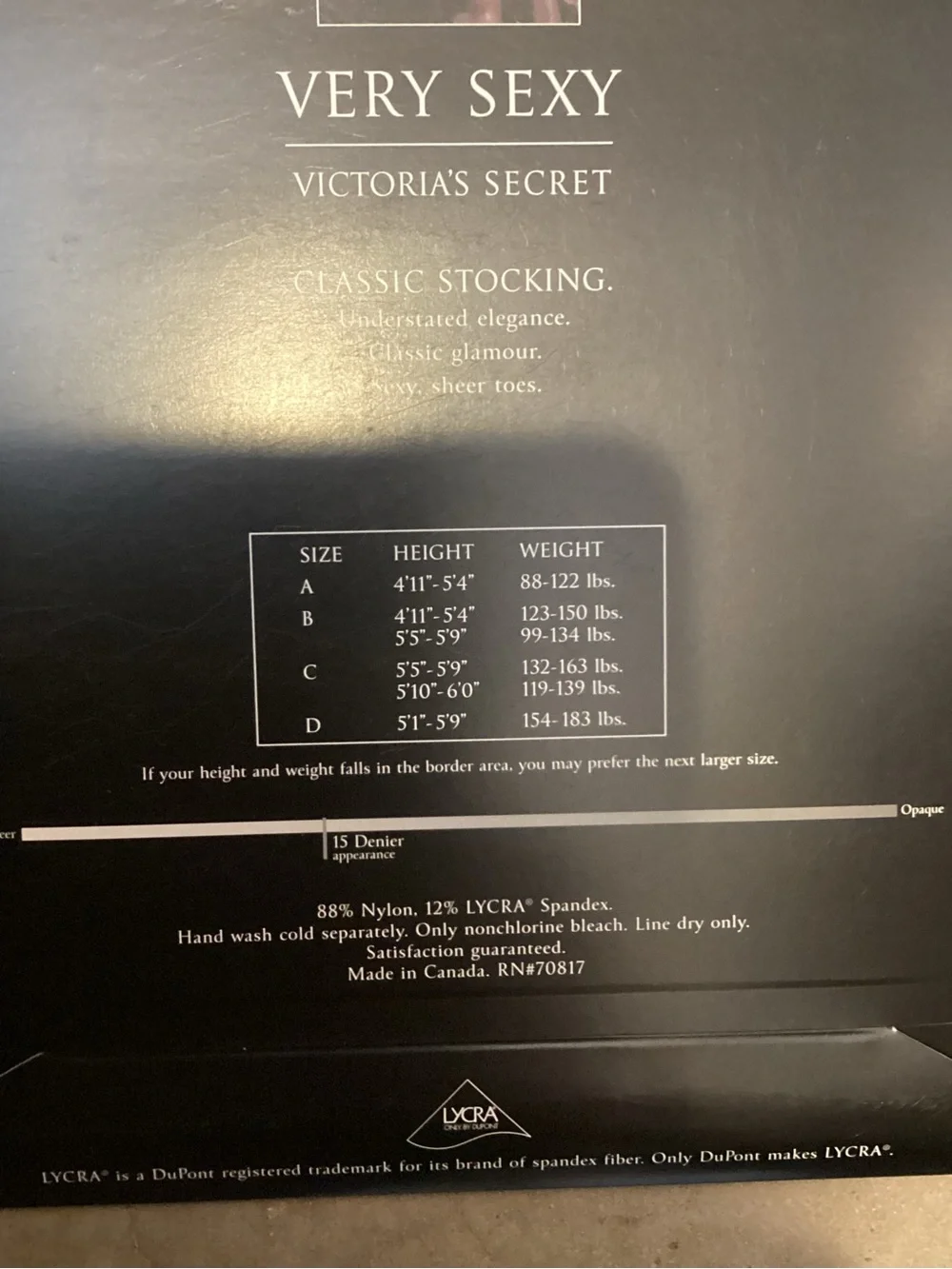 Vintage‎ Y2K Victoria’s Secret Very Sexy Black Thigh High Stockings Size B NOS